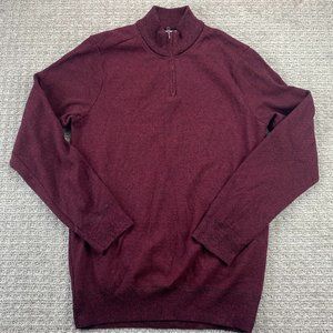 Robert Graham Sweater Men XXL Burgundy Knit 1/4 Zip Pullover Embroidered Cozy